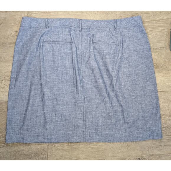 Talbots Miniskirt 20W Chambray Blue Cotton Preppy Pockets Summer Beach Coastal - Picture 2 of 9